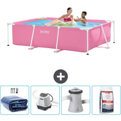 Intex - Piscine Cadre Rectangulaire 220 x 150 x 60 cm - Rose - Incluse Accessoire CB54