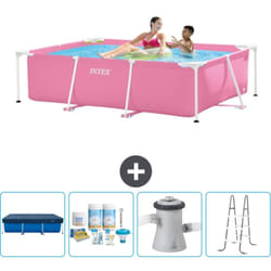 Intex - Piscine Cadre Rectangulaire 220 x 150 x 60 cm - Rose - Incluse Accessoire CB6