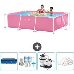 Intex - Piscine Cadre Rectangulaire 220 x 150 x 60 cm - Rose - Incluse Accessoire CB63