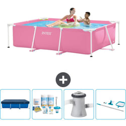 Intex - Piscine Cadre Rectangulaire 220 x 150 x 60 cm - Rose - Incluse Accessoire CB7