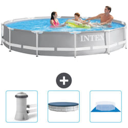 Intex - Piscine ronde prisme frame 366 x 76 cm - Grise - Incluse Accessoire CB76