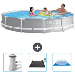 Intex - Piscine ronde prisme frame 366 x 76 cm - Grise - Incluse Accessoire CB79