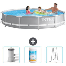 Intex - Piscine ronde prisme frame 366 x 76 cm - Grise - Incluse Accessoire CB84