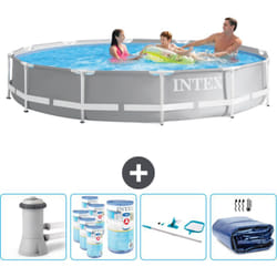 Intex - Piscine ronde à cadre prisme 366 x 76 cm - Grise - Comprend des Accessoires CB93