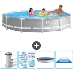 Intex - Piscine ronde à cadre prisme 366 x 76 cm - Grise - Comprend des Accessoires CB88