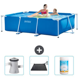 Intex - Piscine Cadre Rectangulaire 220 x 150 x 60 cm - Bleue - Incluse Accessoire CB80
