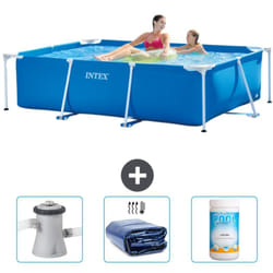 Intex - Piscine Cadre Rectangulaire 220 x 150 x 60 cm - Bleue - Incluse Accessoire CB75