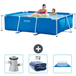 Intex - Piscine Cadre Rectangulaire 220 x 150 x 60 cm - Bleue - Incluse Accessoire CB76