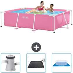 Intex - Piscine Cadre Rectangulaire 220 x 150 x 60 cm - Rose - Incluse Accessoire CB79