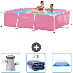 Intex - Piscine Cadre Rectangulaire 220 x 150 x 60 cm - Rose - Incluse Accessoire CB76
