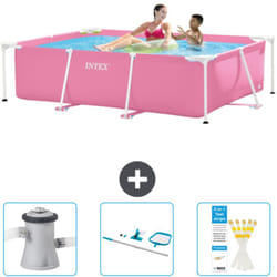 Intex - Piscine Cadre Rectangulaire 220 x 150 x 60 cm - Rose - Incluse Accessoire CB82
