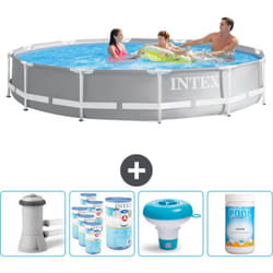 Intex - Piscine ronde à cadre prisme 366 x 76 cm - Grise - Comprend des Accessoires CB89