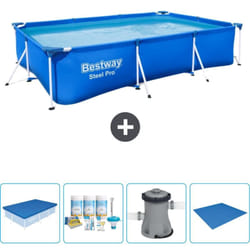 Piscine Bestway Rectangulaire Steel Pro - 300 x 201 x 66 cm - Bleue - Incluse Accessoire CB1