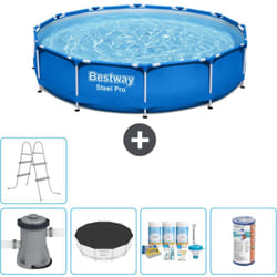 Bestway - Piscine Ronde Steel Pro - 366 x 76 cm - Bleue - Comprend des Accessoires CB14 - Blue