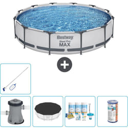 Piscine Bestway Ronde Steel Pro max - 366 x 76 cm - Grise - Comprend des Accessoires CB15 - Grey