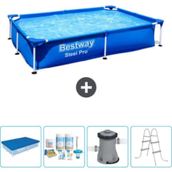 Piscine Bestway Rectangulaire Steel Pro - 221 x 150 x 43 cm - Bleue - Incluse Accessoire CB4
