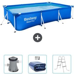 Piscine Bestway Rectangulaire Steel Pro - 300 x 201 x 66 cm - Bleue - Incluse Accessoire CB47