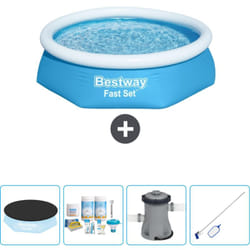 Bestway - Piscine Gonflable Ronde Fast Set 244 x 61 cm - Bleue - Incluse Accessoire CB5 - Blue