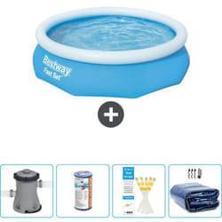 Piscine gonflable ronde Bestway à réglage rapide - 305 x 76 cm - Bleue - Comprend des Accessoires CB50