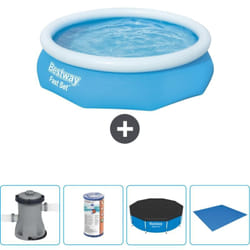 Bestway - Piscine gonflable ronde à réglage rapide - 305 x 76 cm - Bleue - Comprend des Accessoires CB52 - Blue