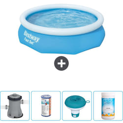 Bestway - Piscine gonflable ronde à réglage rapide - 305 x 76 cm - Bleue - Comprend des Accessoires CB53 - Blue
