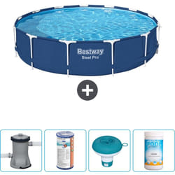 Bestway - Piscine Ronde Steel Pro - 396 x 84 cm - Bleue - Comprend des Accessoires CB53 - Blue