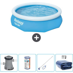 Bestway - Piscine gonflable ronde à réglage rapide - 305 x 76 cm - Bleue - Comprend des Accessoires CB57 - Blue