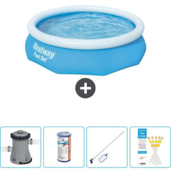 Bestway - Piscine gonflable ronde à réglage rapide - 305 x 76 cm - Bleue - Comprend des Accessoires CB58 - Blue