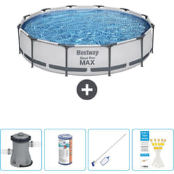 Piscine Bestway Ronde Steel Pro max - 366 x 76 cm - Grise - Comprend des Accessoires CB58 - Grey