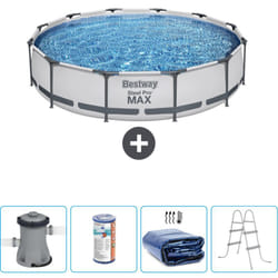 Bestway - Piscine Ronde Steel Pro max - 366 x 76 cm - Grise - Comprend des Accessoires CB59 - Grey