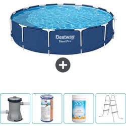 Piscine Bestway Ronde Steel Pro - 396 x 84 cm - Bleue - Comprend des Accessoires CB60 - Blue