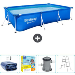 Bestway - Piscine Rectangulaire Steel Pro - 300 x 201 x 66 cm - Bleue - Incluse Accessoire CB9 - Blue