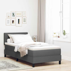 Lit Boxspring Avec Matelas Gris Foncé 90 X 190 Cm Tissu Vidaxl