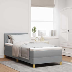 Lit Boxspring Avec Matelas Gris Clair 90 X 200 Cm Tissu Vidaxl