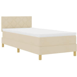 Lit Boxspring Avec Matelas Avec Matelas Crème 90 X 200 Cm Tissu Vidaxl