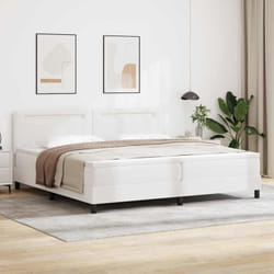 Cadre De Lit Avec Matelas Blanc 200 X 200 Cm Faux Cuir Vidaxl
