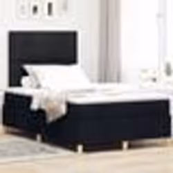 vidaXL Lit à ressorts avec matelas noir petit double en tissu 3339604