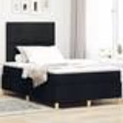 vidaXL Lit à ressorts avec matelas noir petit double en tissu 3339604