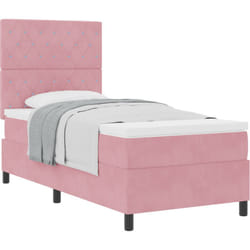 Lit coffre avec matelas rose en velours simple Vidaxl