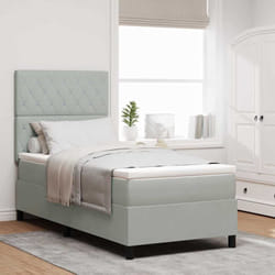 Vidaxl - Lit À Ressorts Avec Matelas Gris Clair 100 X 200 Cm Velours