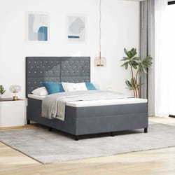 Vidaxl - Lit À Ressorts Avec Matelas Gris Foncé 140 X 200 Cm Velours