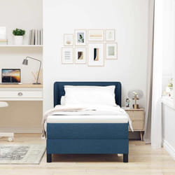 Vidaxl Lit Boxspring Avec Matelas Avec Matelas Bleu 100 X 200 Cm Tissu
