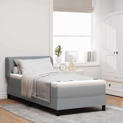 Vidaxl Lit Boxspring Avec Matelas Gris Clair 90 X 190 Cm Tissu