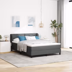 Lit Box Spring avec Matelas - Gris Foncé 140x190 cm Tissu 3340081