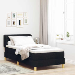 Vidaxl Lit À Ressorts Avec Matelas Crème 90x200 Cm Tissu Noir