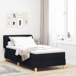 Vidaxl Lit À Ressorts Avec Matelas Crème 90x200 Cm Tissu Noir