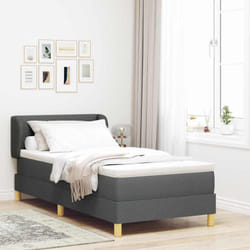 Vidaxl Lit À Ressorts Avec Matelas Crème 90x200 Cm Tissu Gris Foncé