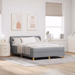 Lit Box Spring vidaXL avec Matelas - Gris clair 140x190 cm Tissu 3340206