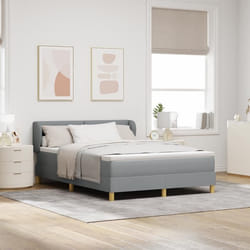 Lit Box Spring vidaXL avec Matelas - Gris clair 140x190 cm Tissu 3340206