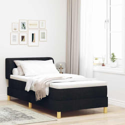 Vidaxl Lit À Ressorts Avec Matelas Crème 90x200 Cm Tissu Noir